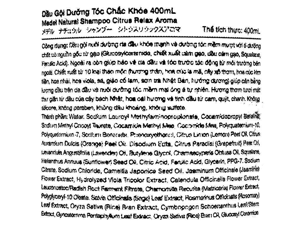 Dầu gội dưỡng tóc chắc khoẻ Medel Natural Citrus Relax Aroma 400ml 3