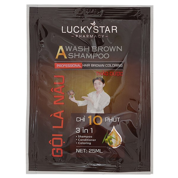 Dầu gội nâu Lucky Star phủ bạc làm nâu tóc gói 25ml