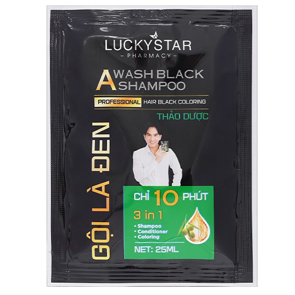 Dầu gội đen Lucky Star phủ bạc làm đen tóc gói 25ml