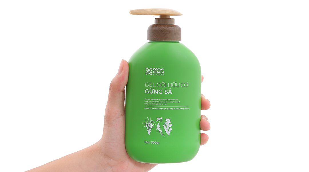 Gel gội thảo dược Gừng Sả Cỏ Cây Hoa Lá ngăn dầu, dưỡng ẩm chai 500g - 12