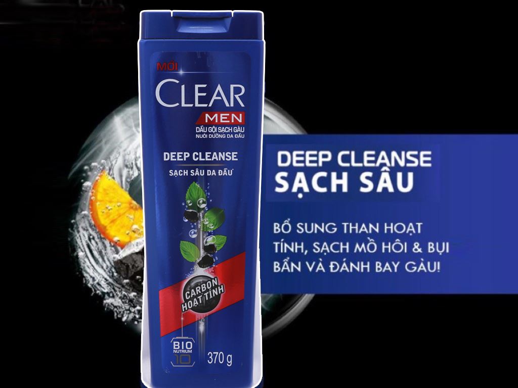 Dầu gội sạch gàu Clear Men Deep Cleanse Carbon hoạt tính 359ml 2