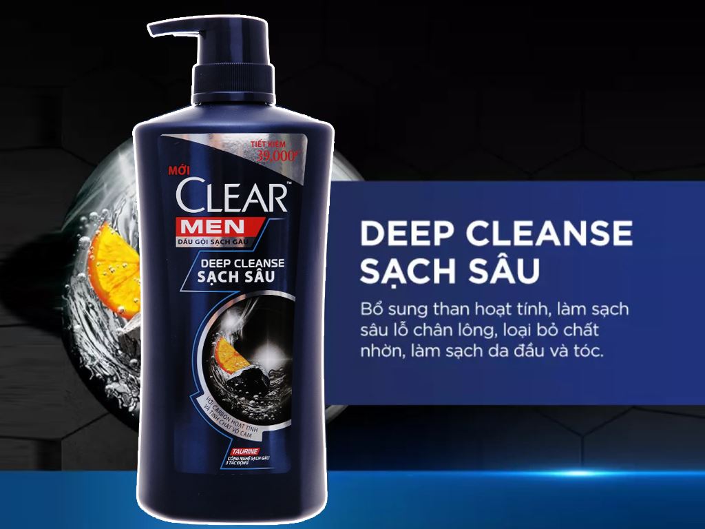 Dầu gội đầu nam Clear men deep cleanse sạch sâu và dưỡng tóc chai 630g 2