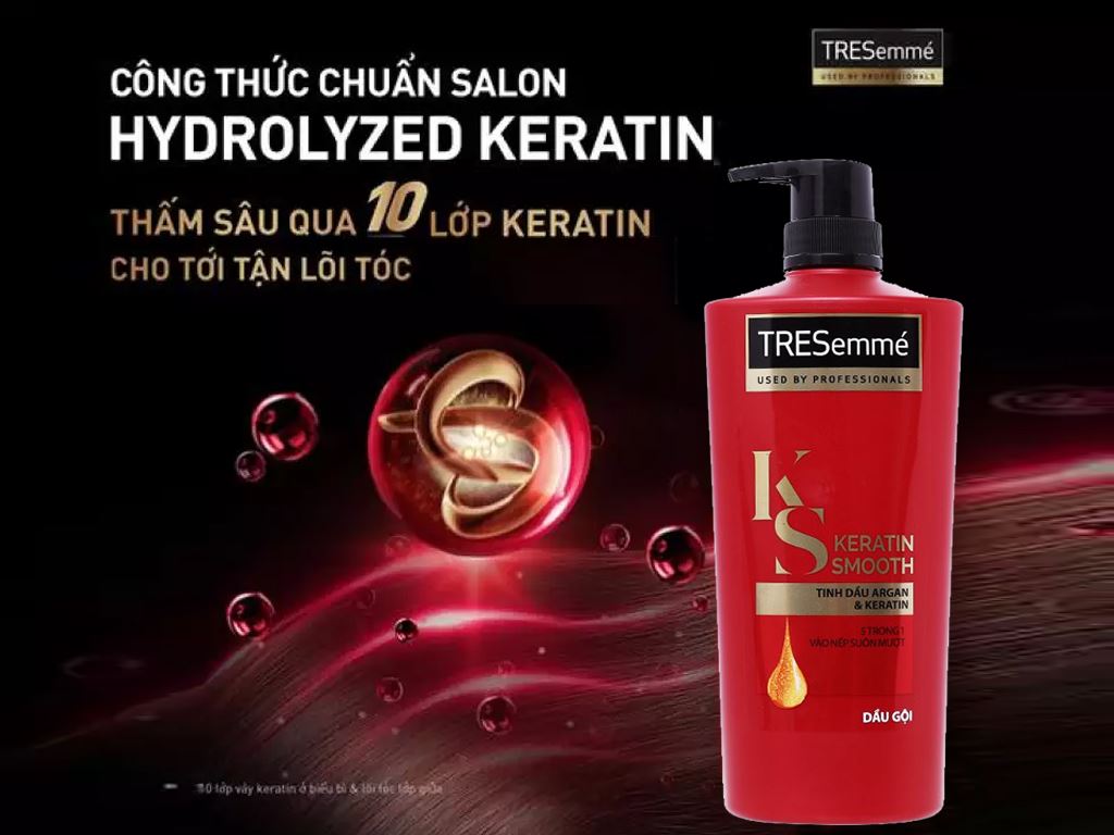 Dầu gội TRESemmé Keratin Smooth tinh dầu Argan vào nếp chuẩn salon 621ml 2