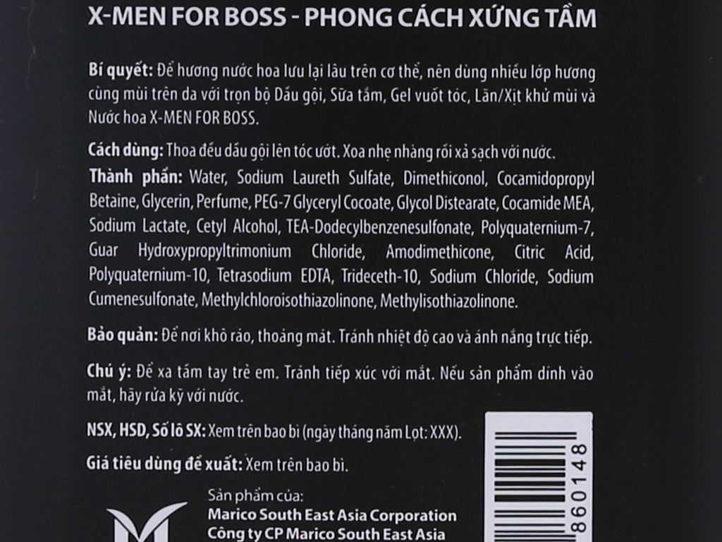 Dầu gội X-Men For Boss Intense nước hoa 180g