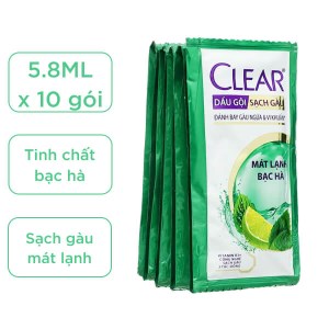 Dầu gội sạch gàu Clear mát lạnh bạc hà 5.8ml x 10 gói