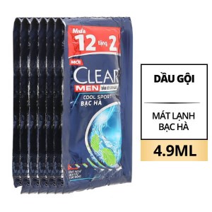Dầu gội Clear Men bạc hà mát lạnh 4.9ml x 12 gói