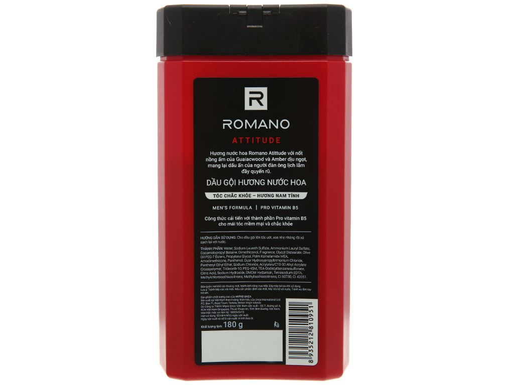 Dầu gội hương nước hoa Romano Attitude tóc chắc khoẻ 180g 3