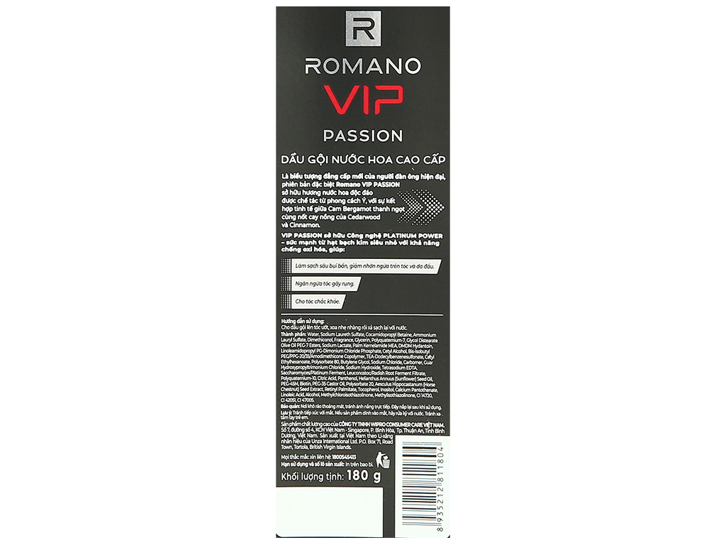 Dầu gội nước hoa Romano VIP 180g giá tốt tại Bách hoá XANH