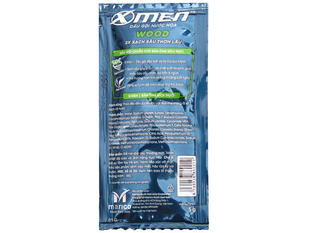 Dầu gội nước hoa X-Men Wood thơm lâu 5g x 12 gói 3