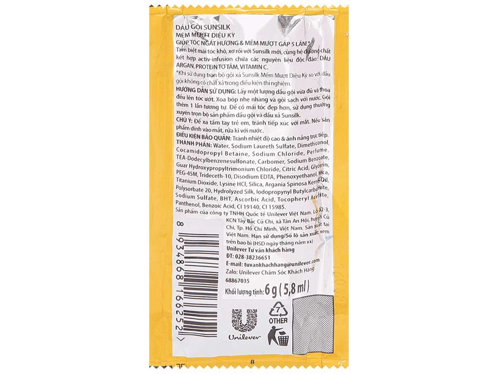 Dầu gội Sunsilk mềm mượt diệu kỳ 5.8ml x 10 gói 4