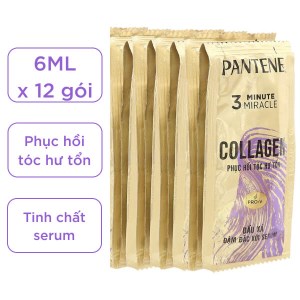 Dầu xả Pantene 3 phút diệu kỳ collagen chăm sóc hư tổn 6ml x 12 gói