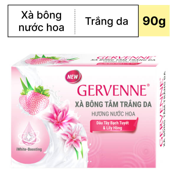 Xà bông cục trắng da Gervenne dâu tây & lily hồng 90g
