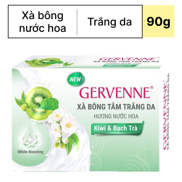 Xà bông cục trắng da Gervenne kiwi & bạch trà 90g