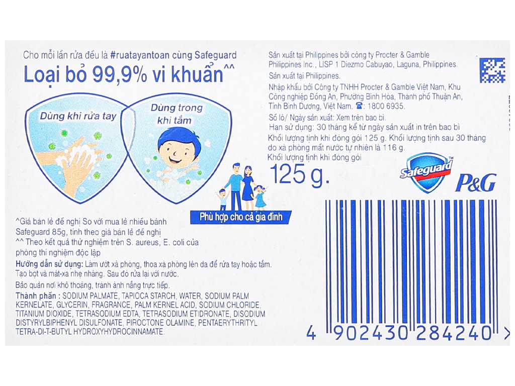 Xà bông Safeguard Pure White diệt khuẩn 130g 8