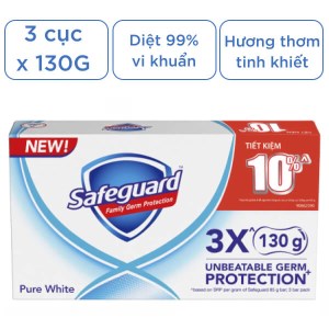 3 cục xà bông Safeguard Pure White diệt khuẩn 130g