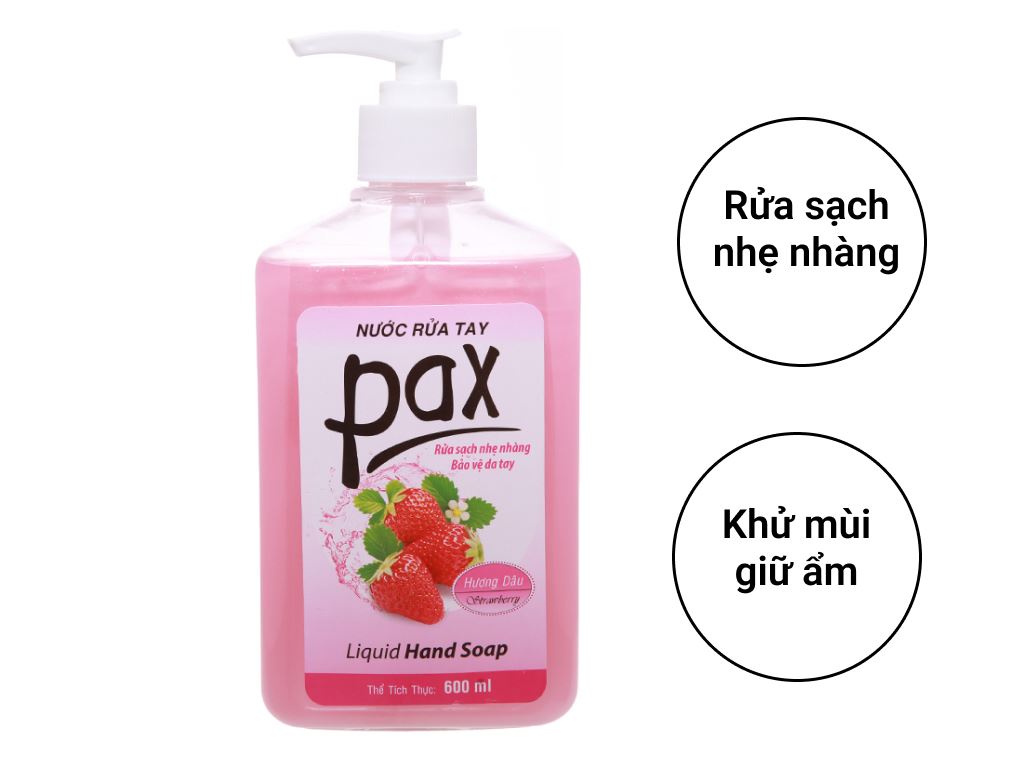 Nước rửa tay Pax hương dâu chai 600ml 2