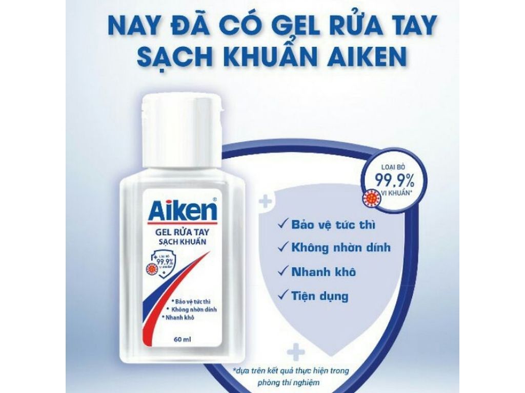 Gel rửa tay khô Aiken sạch khuẩn chai 60ml 2