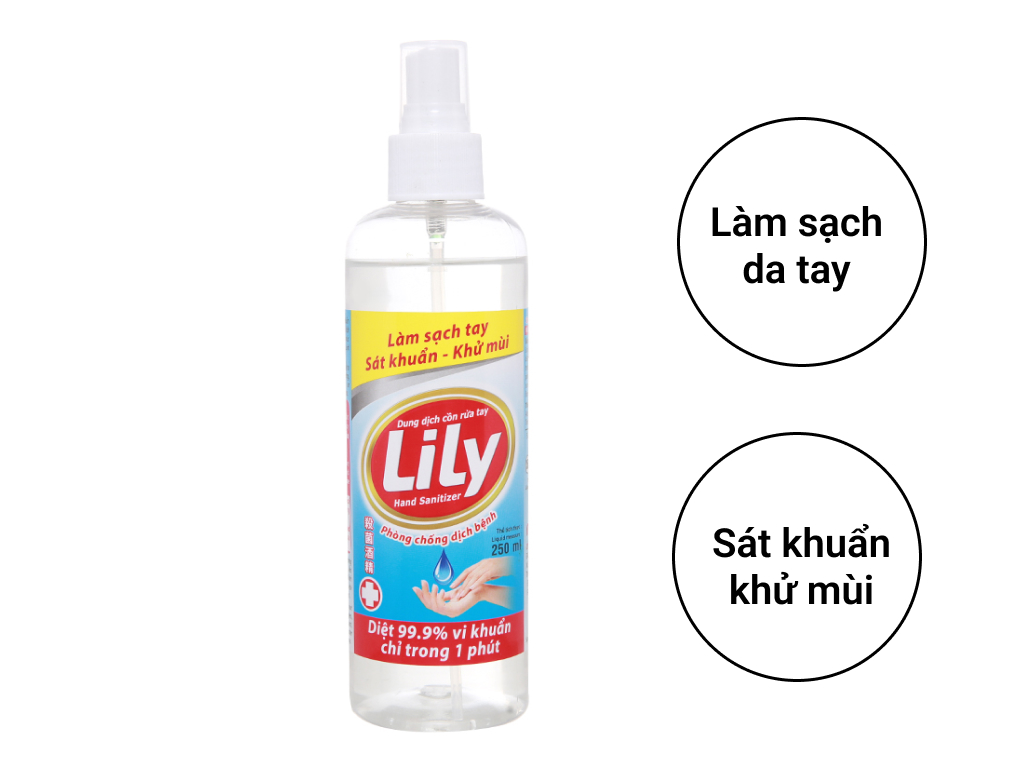 Dung dịch rửa tay khô Lily diệt khuẩn chai 250ml 2