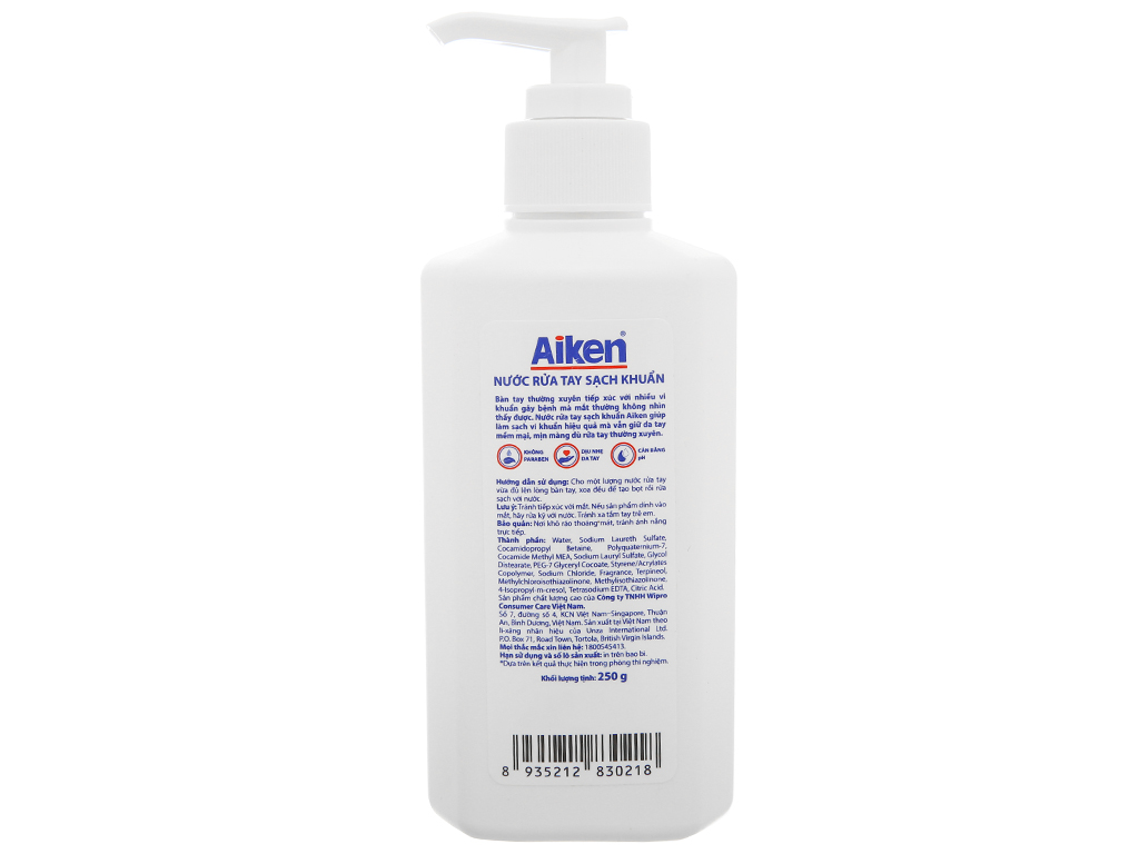 Nước rửa tay Aiken sạch khuẩn chai 250g 2