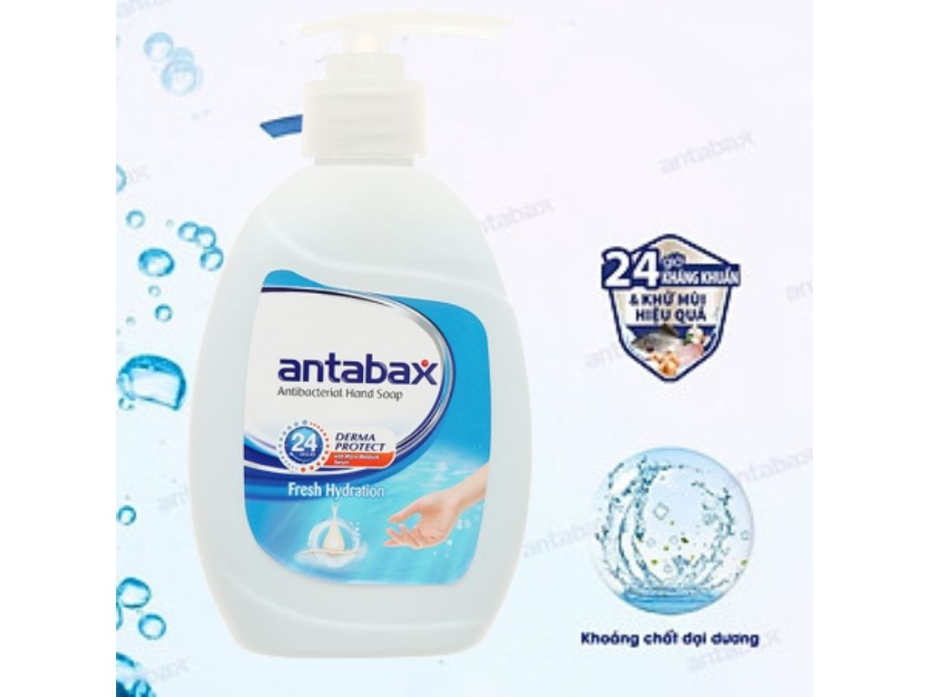 Nước rửa tay kháng khuẩn Antabax sảng khoái chai 220ml 2