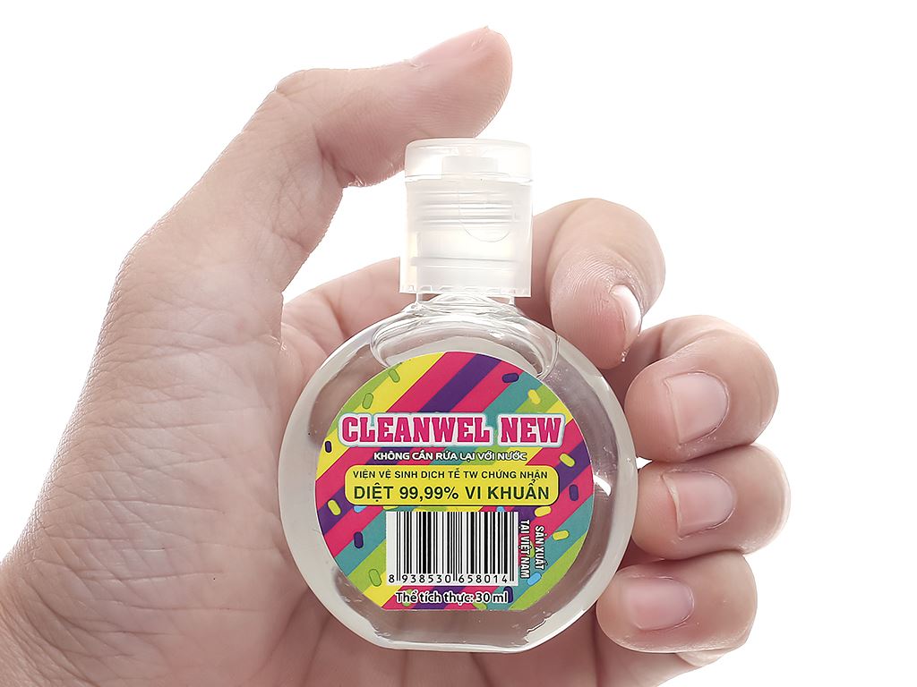 Dung dịch rửa tay nhanh Cleanwel New (vỏ sillicon cartoon) chai tròn 30ml 5
