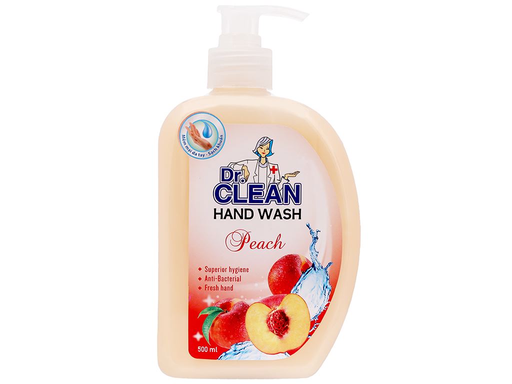 Nước rửa tay sạch khuẩn Dr. Clean hương đào chai 500ml 5