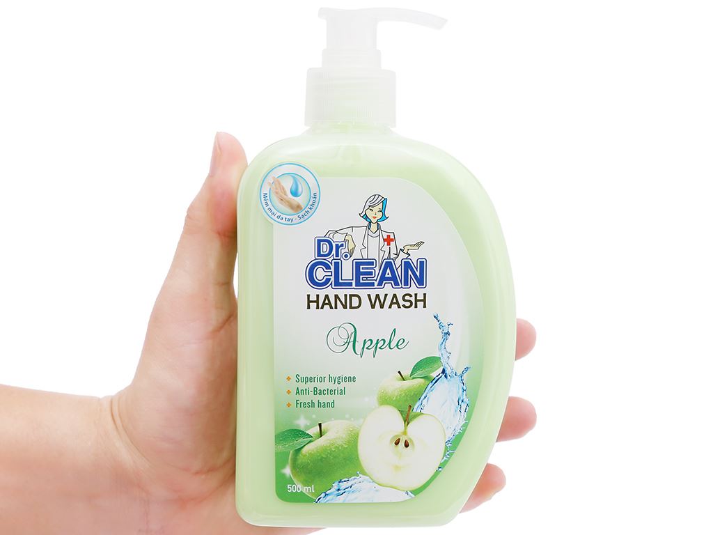 Nước rửa tay sạch khuẩn Dr. Clean hương táo chai 500ml 8