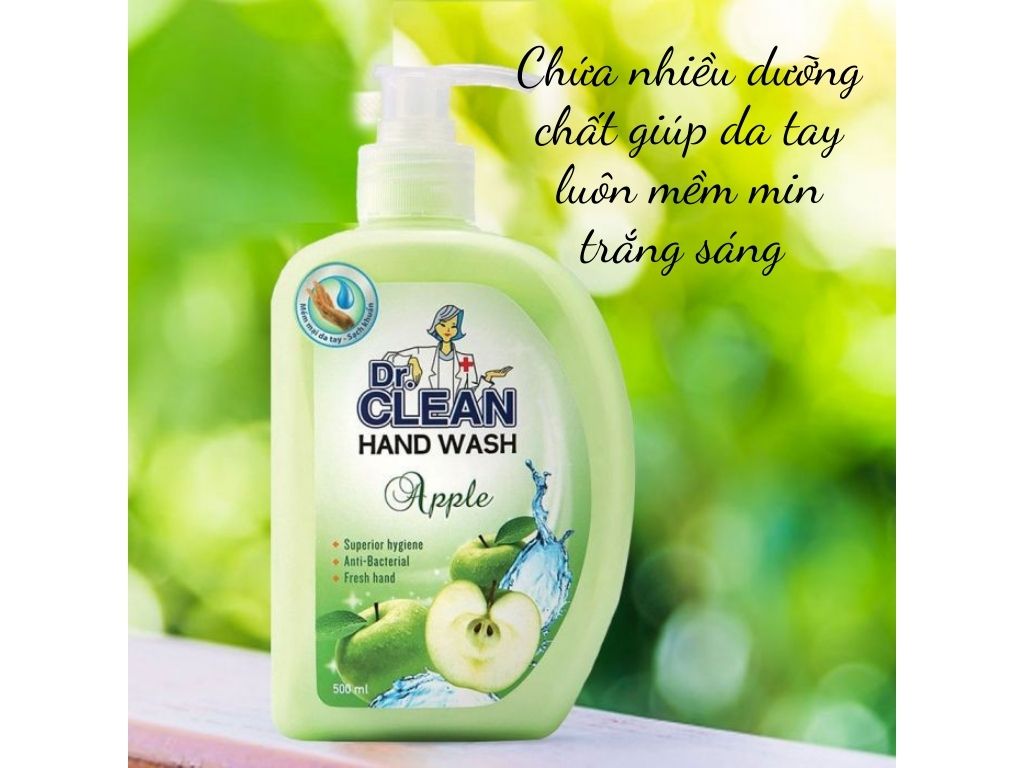 Nước rửa tay sạch khuẩn Dr. Clean hương táo chai 500ml 6