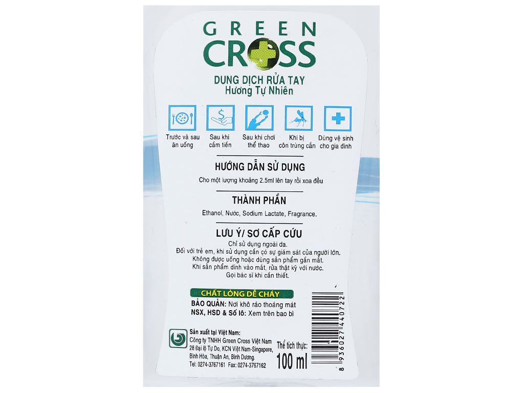 Dung dịch rửa tay khô Green Cross hương tự nhiên chai 100ml 4