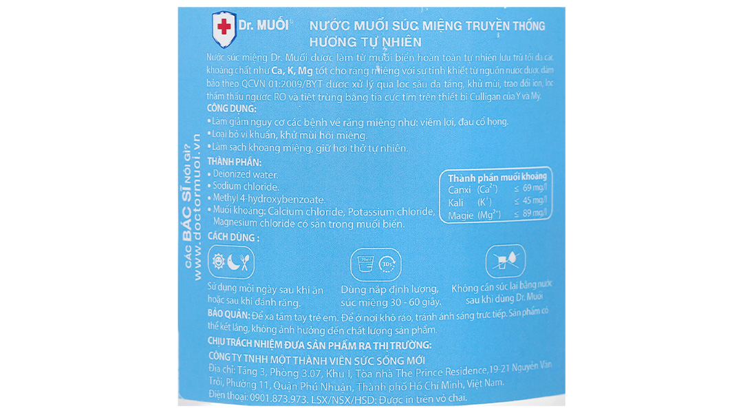 Nước súc miệng Dr. Muối ngừa vi khuẩn, giảm mùi hôi miệng chai 500ml - 19