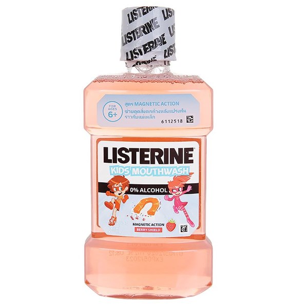 Nước súc miệng Listerine Kids Mouthwash ngừa sâu răng, sạch mảng bám chai 250ml 