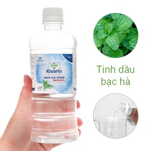 Nước muối súc miệng Klearin Nacl 0.9% bạc hà 550ml