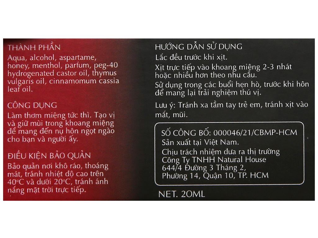 Xịt thơm miệng Loli & The Wolf Kissing Spray Velvet Kiss 20ml 4