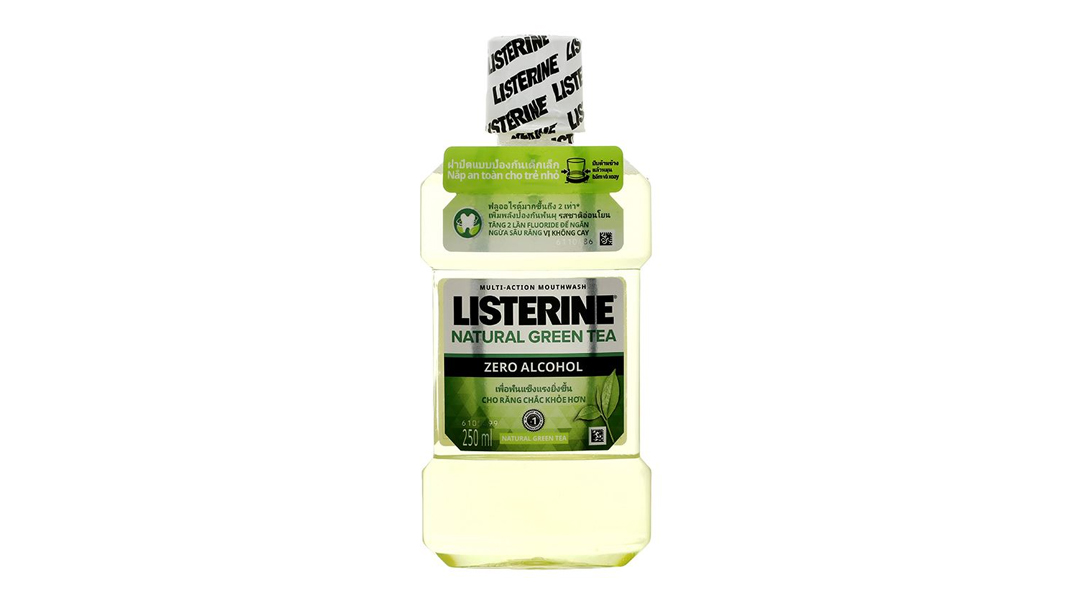 Nước súc miệng Listerine Natural Green Tea không cay ngừa mảng bám