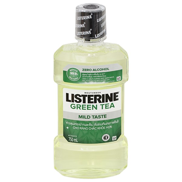 Nước súc miệng Listerine Trà Xanh ngăn ngừa sâu răng chai 750ml