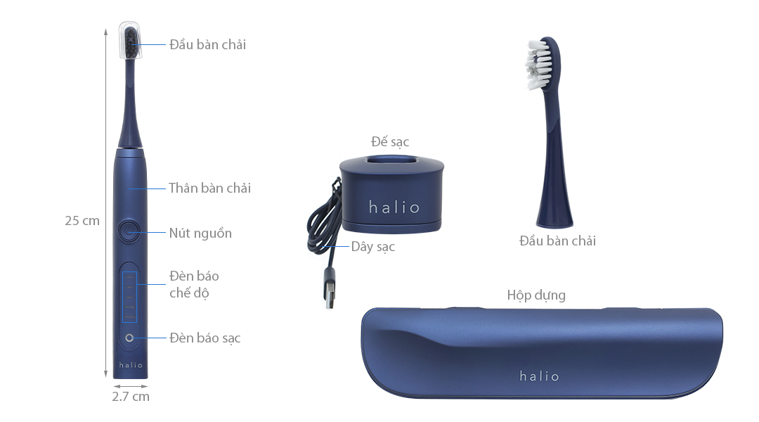 Bàn chải điện Halio Sonic SmartClean - Coral - 39