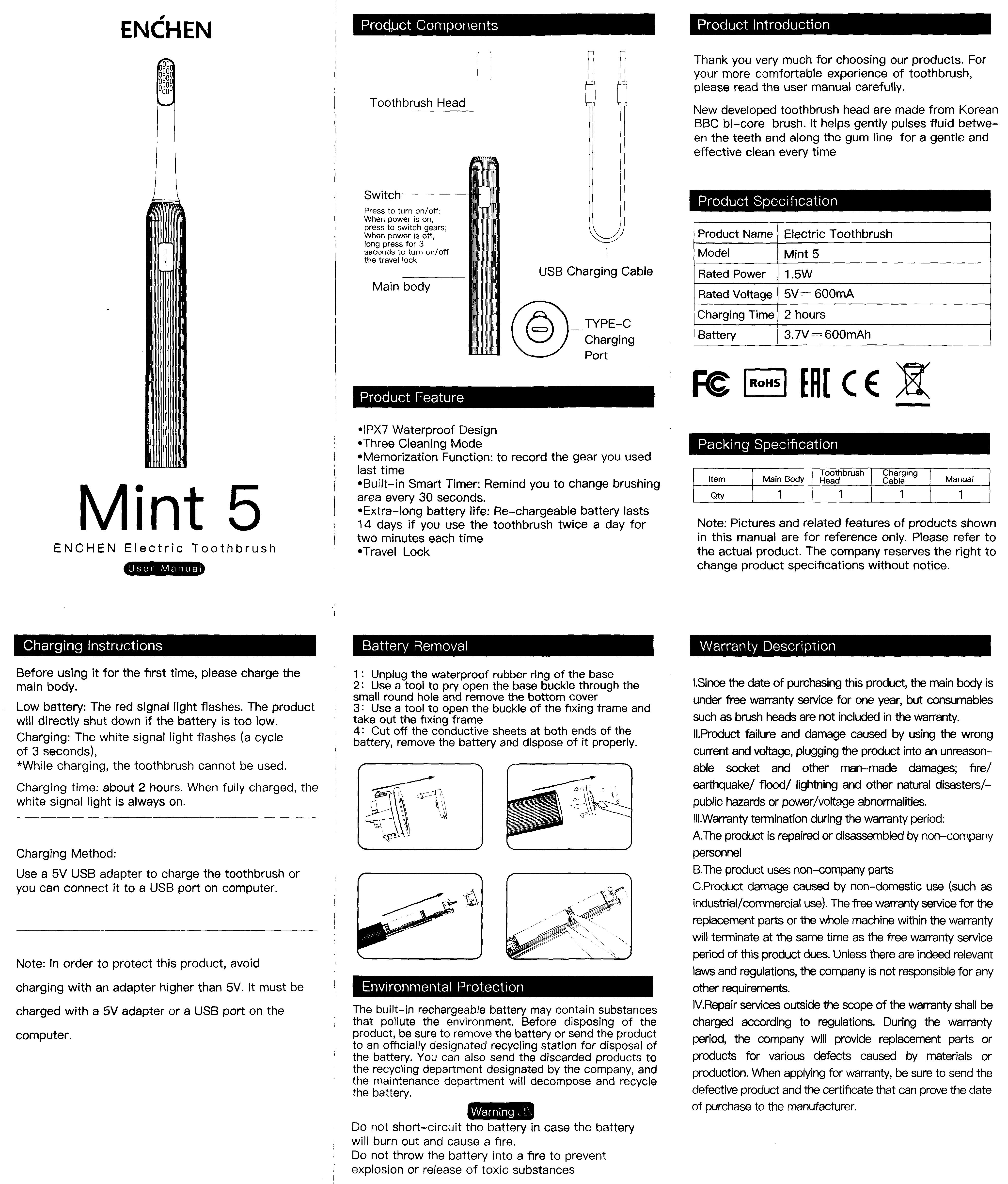 Bàn chải điện Enchen Mint 5 - 10