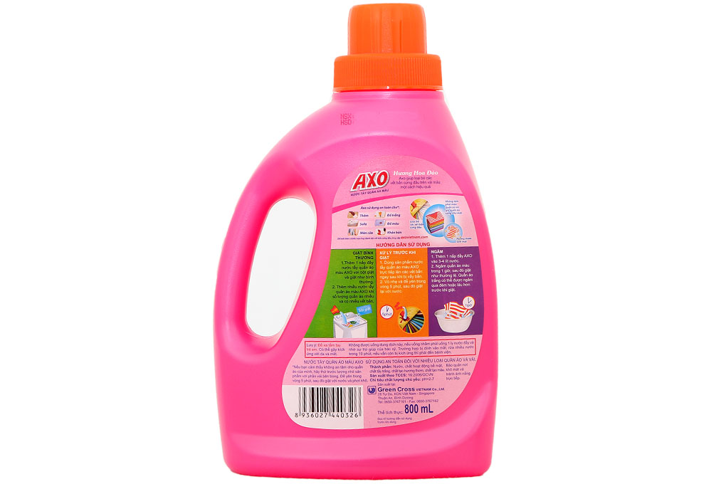 Nước tẩy quần áo màu AXO hương Hoa Đào 800ml