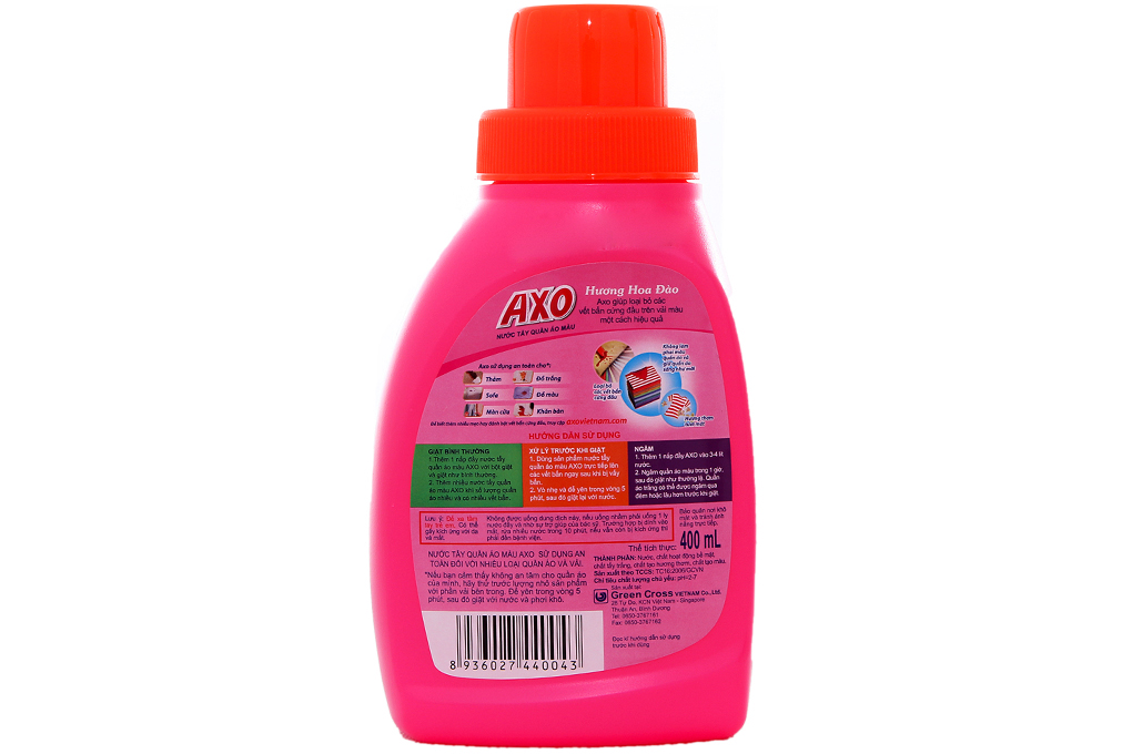 Nước tẩy quần áo màu AXO hương Hoa Đào 400ml