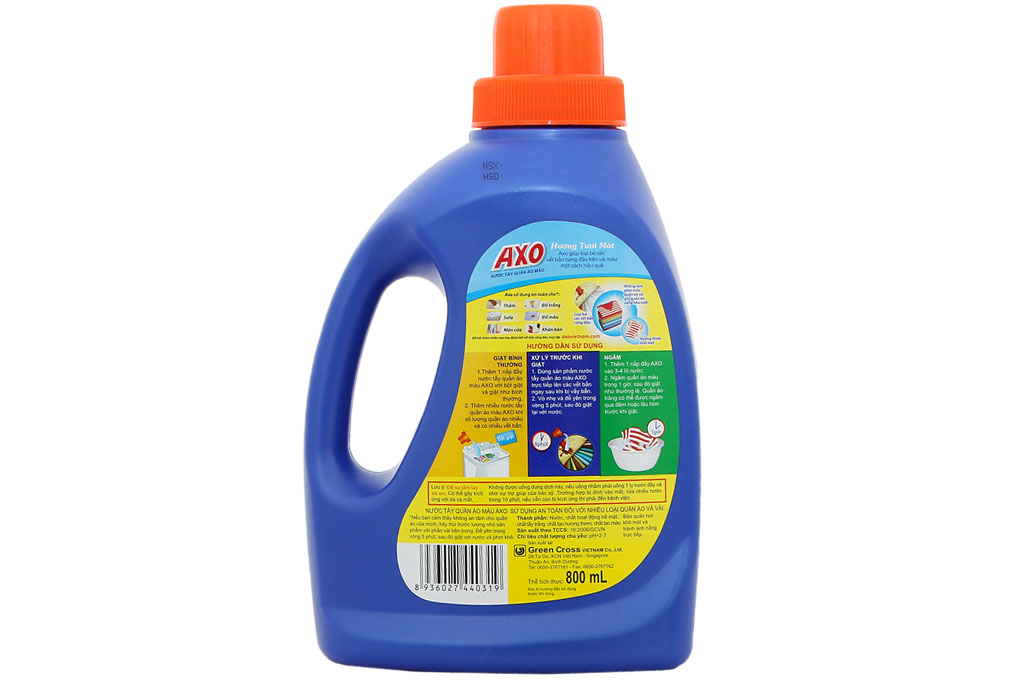 Nước tẩy quần áo màu AXO hương Tươi mát 800ml