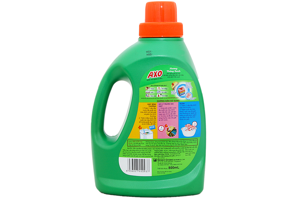 Nước tẩy quần áo màu AXO hương Thông Xanh 800ml