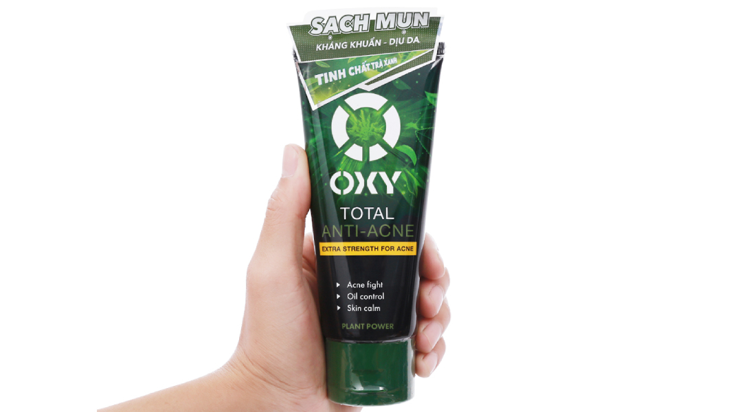 Kem rửa mặt Oxy Total Anti-Acne trà xanh làm dịu da, kiểm soát nhờn