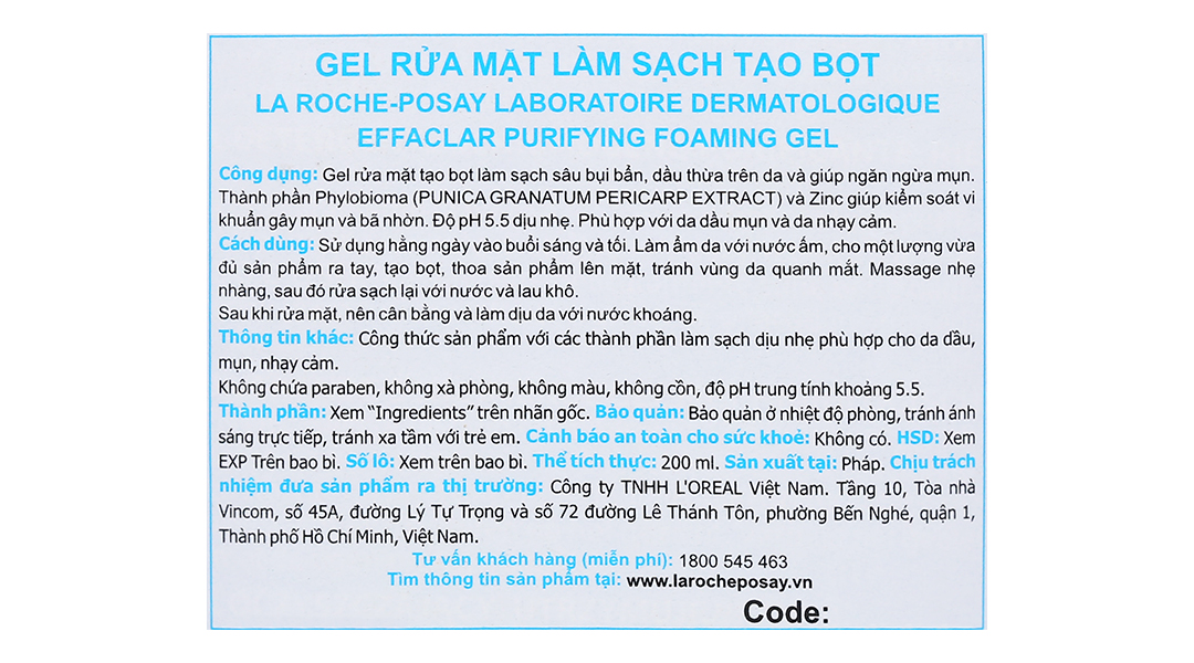 Gel rửa mặt La Roche-Posay Effaclar Purifying Foaming cho da dầu, nhạy cảm tuýp 50ml - 8