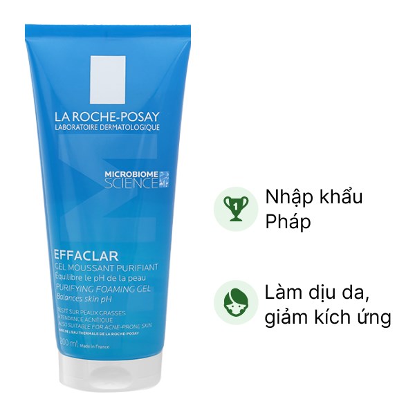 Gel rửa mặt La Roche-Posay Effaclar Purifying Foaming cho da dầu, nhạy cảm tuýp 200ml