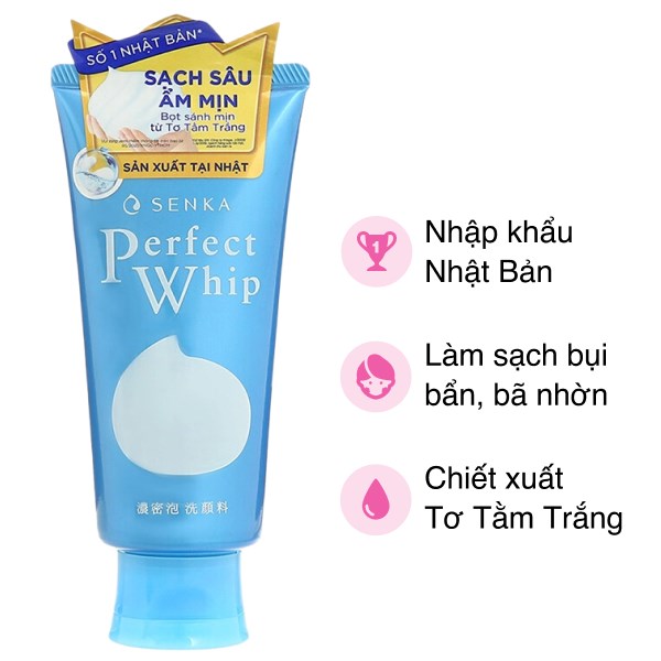 Sữa Rửa Mặt Chiết Xuất Tơ Tằm Trắng Senka Perfect Whip U 120G