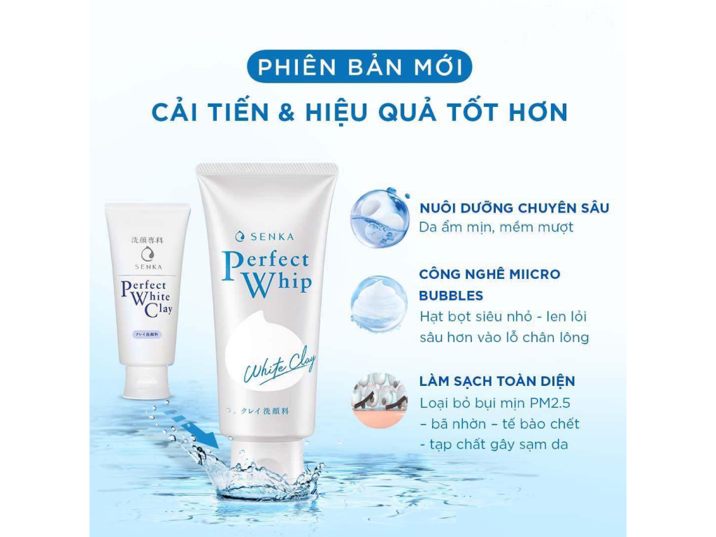 Sữa rửa mặt đất sét trắng Senka Perfect White Clay 120g 1