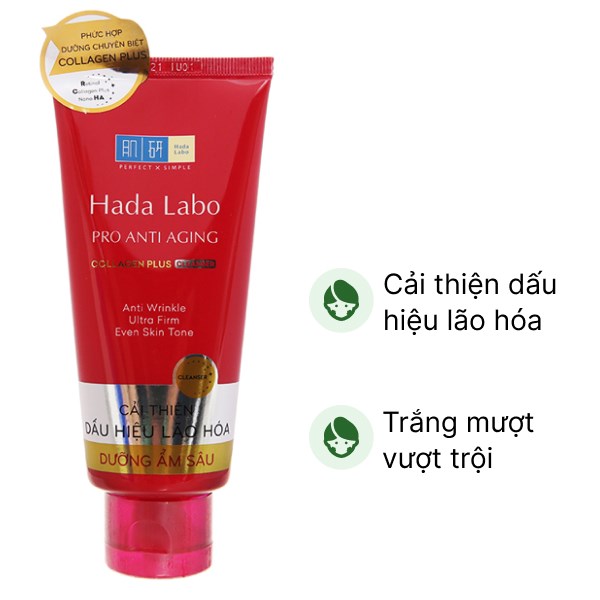 Kem rửa mặt Hada Labo Pro Anti Aging cải thiện da lão hóa tuýp 80g