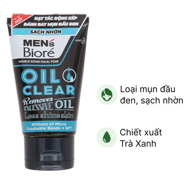 Sữa rửa mặt Men's Bioré sạch nhờn, ngăn dầu tuýp 100g