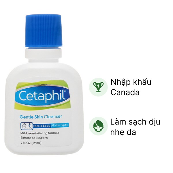 Sữa rửa mặt Cetaphil Gentle Skin Cleanser làm sạch dịu nhẹ chai 59ml