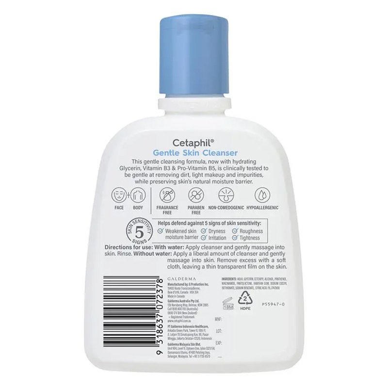 Sữa rửa mặt dịu nhẹ cho da nhạy cảm Cetaphil Gentle Skin Cleanser 250 ml